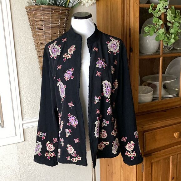 Coldwater Creek Jackets & Blazers - Coldwater Creek Open Front Paisley Embroidered Lined Jacket Size L